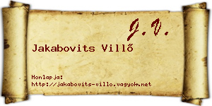 Jakabovits Villő névjegykártya